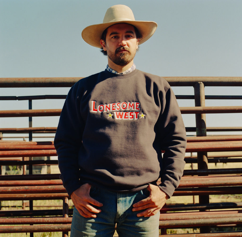 Lonesome West Navy Star Crewneck