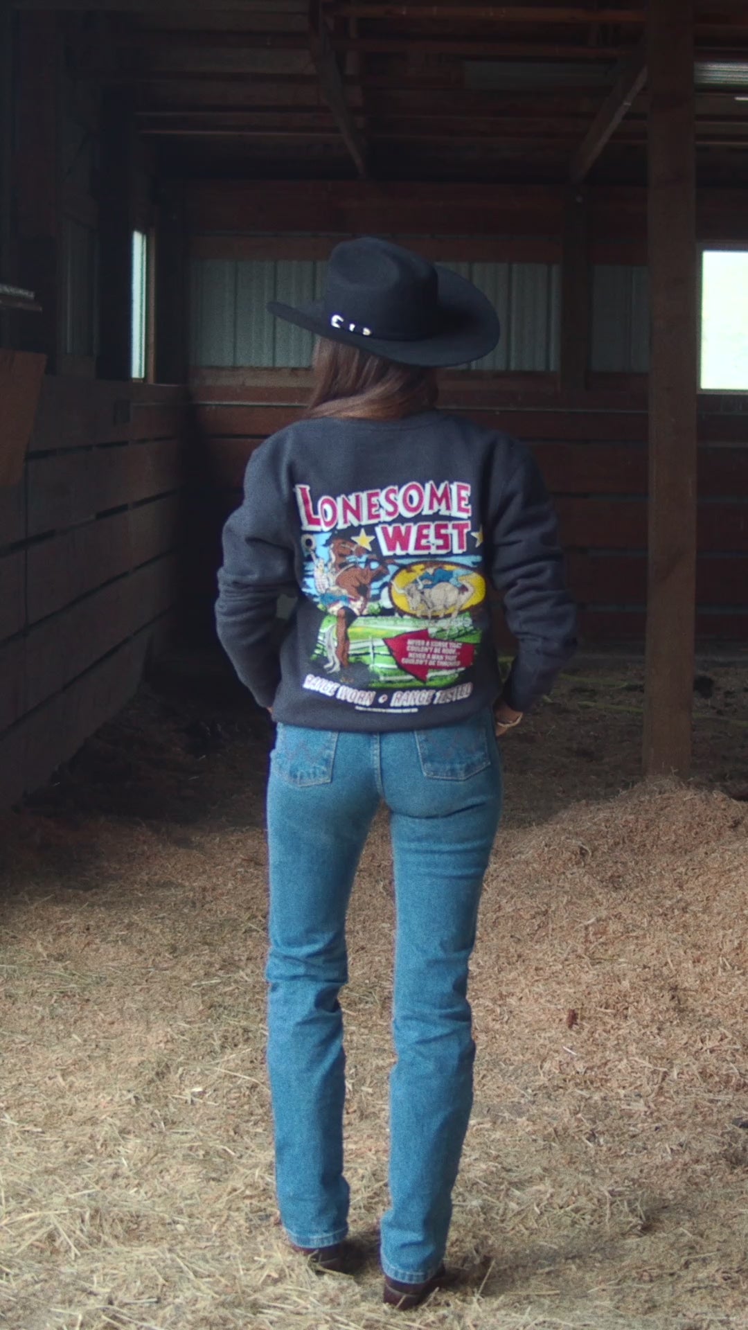 Lonesome West Navy Star Crewneck