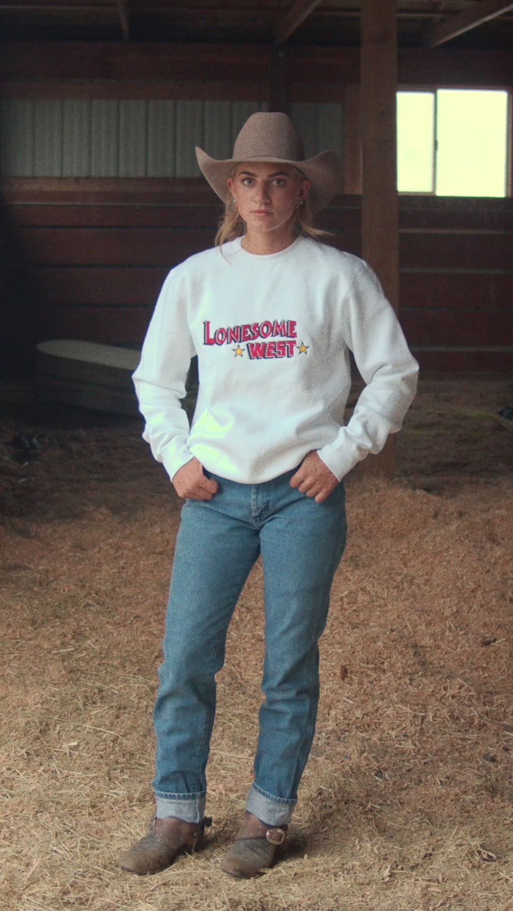 Lonesome West White Star Crewneck