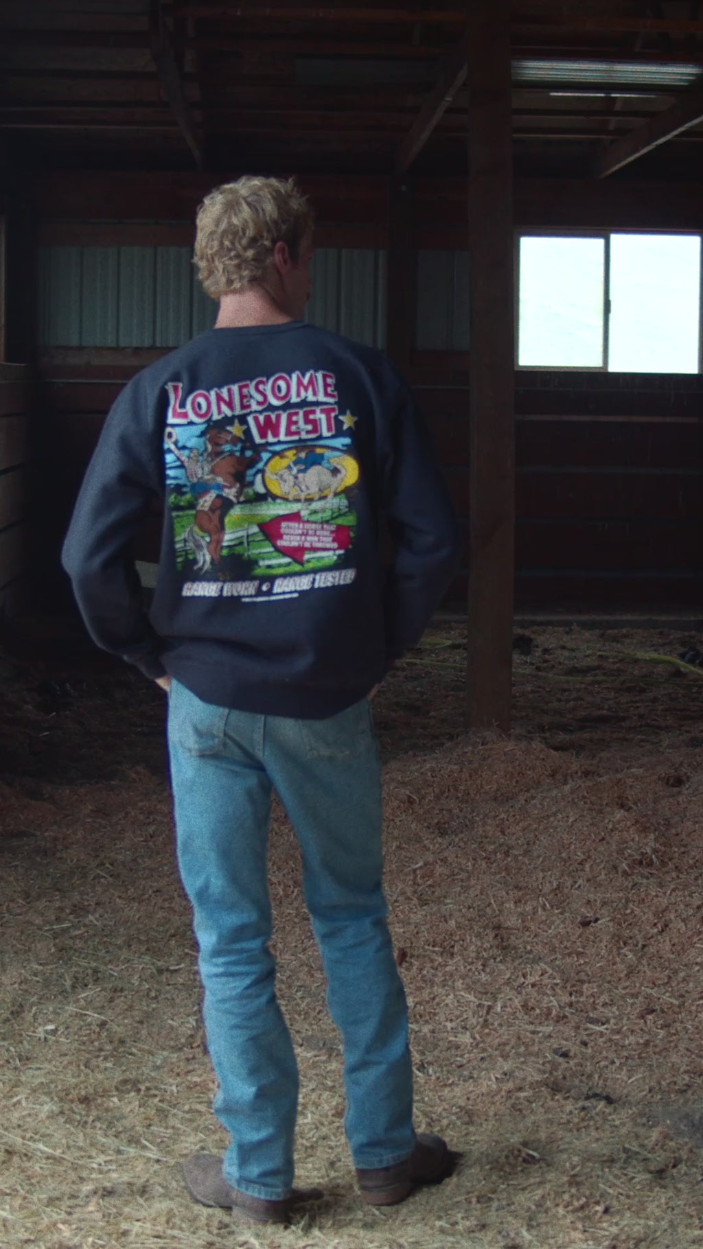 Lonesome West Navy Star Crewneck